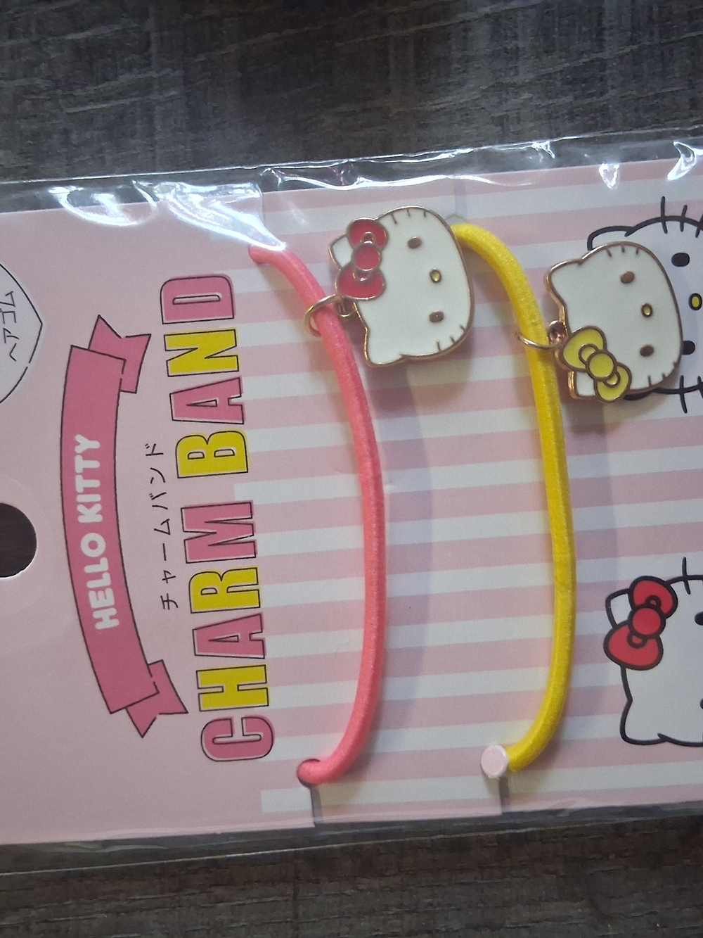 Sanrio Hello Kitty Charm Hair Bands - Coral Pink & Bright Yellow